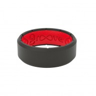 Groove Edge Silicone Ring - Black and Red